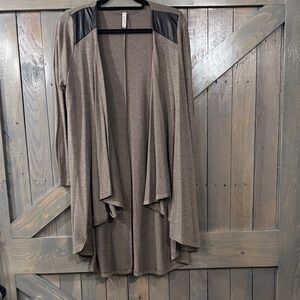 Women's Brown Open Front Cardigan